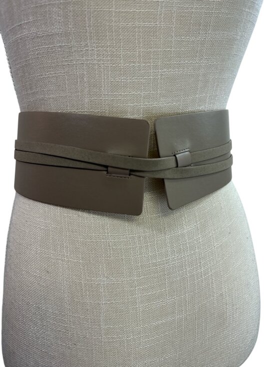 WHBM White House Black Market OBI Belt Taupe Sz xs/s NWT Wide Wrap Tie Belt main image 8